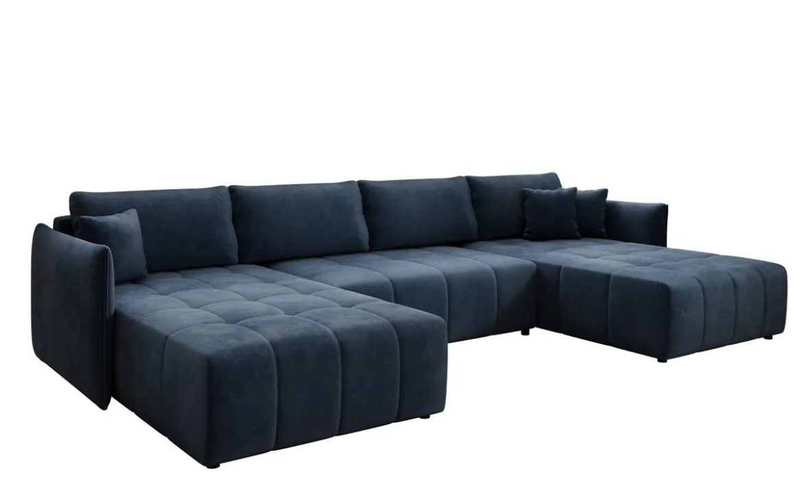 Designer Sofa Velaro U mit Schlaf- und Klappfunktion in Samt