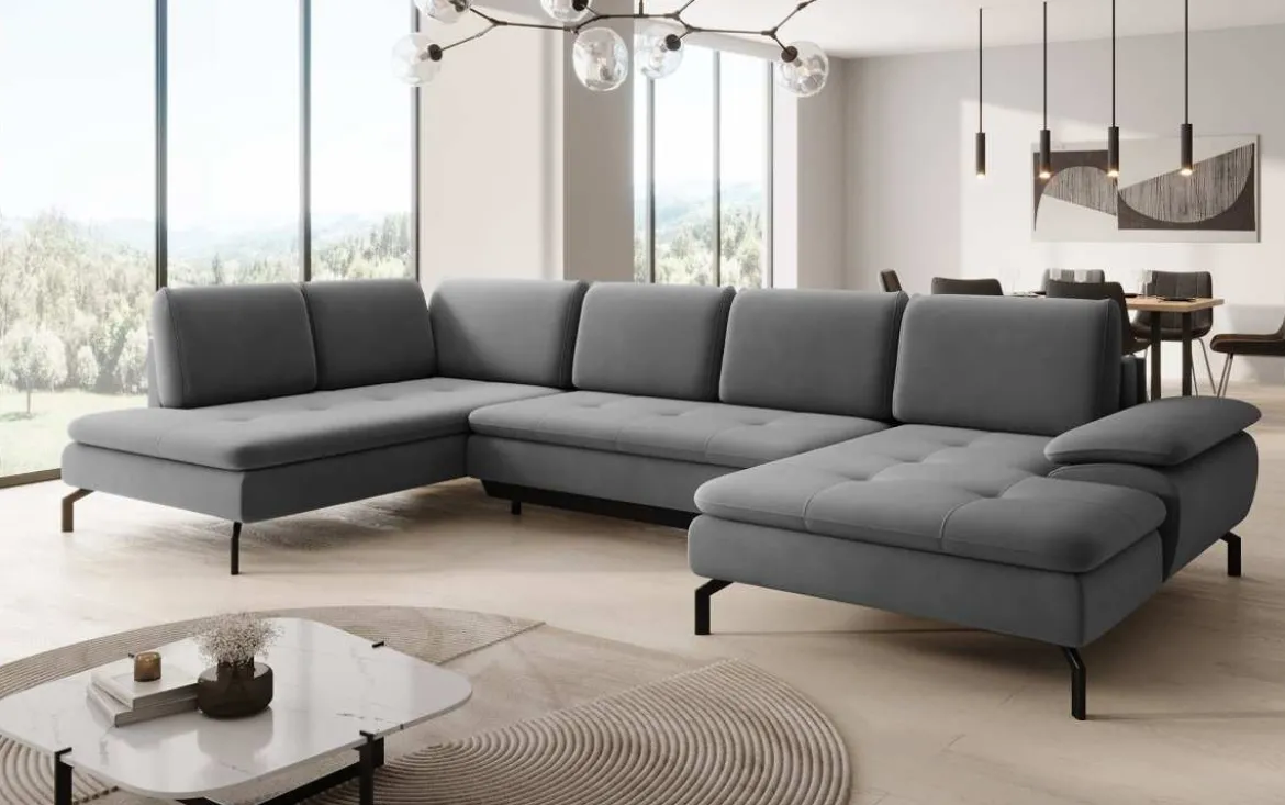 Designer Sofa Verila U mit Schlaf- und Klappfunktion