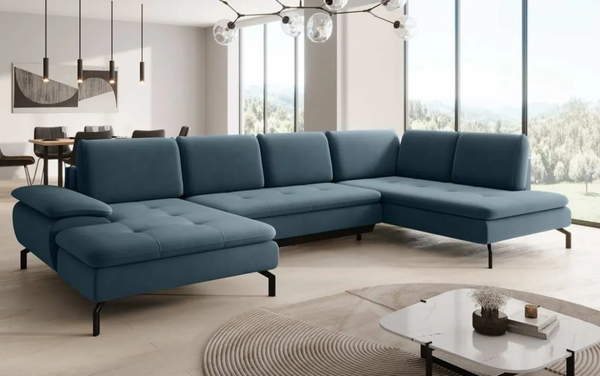 Designer Sofa Verila U mit Schlaf- und Klappfunktion