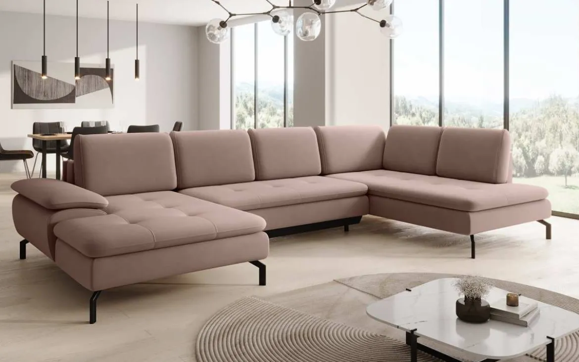Designer Sofa Verila U mit Schlaf- und Klappfunktion