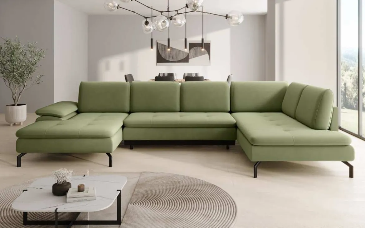 Designer Sofa Verila U mit Schlaf- und Klappfunktion