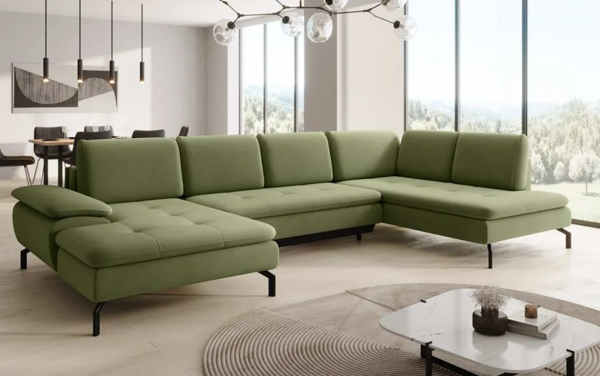 Designer Sofa Verila U mit Schlaf- und Klappfunktion