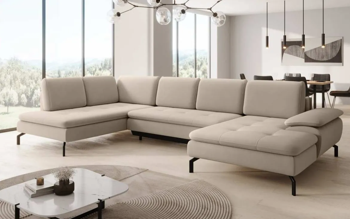 Designer Sofa Verila U mit Schlaf- und Klappfunktion