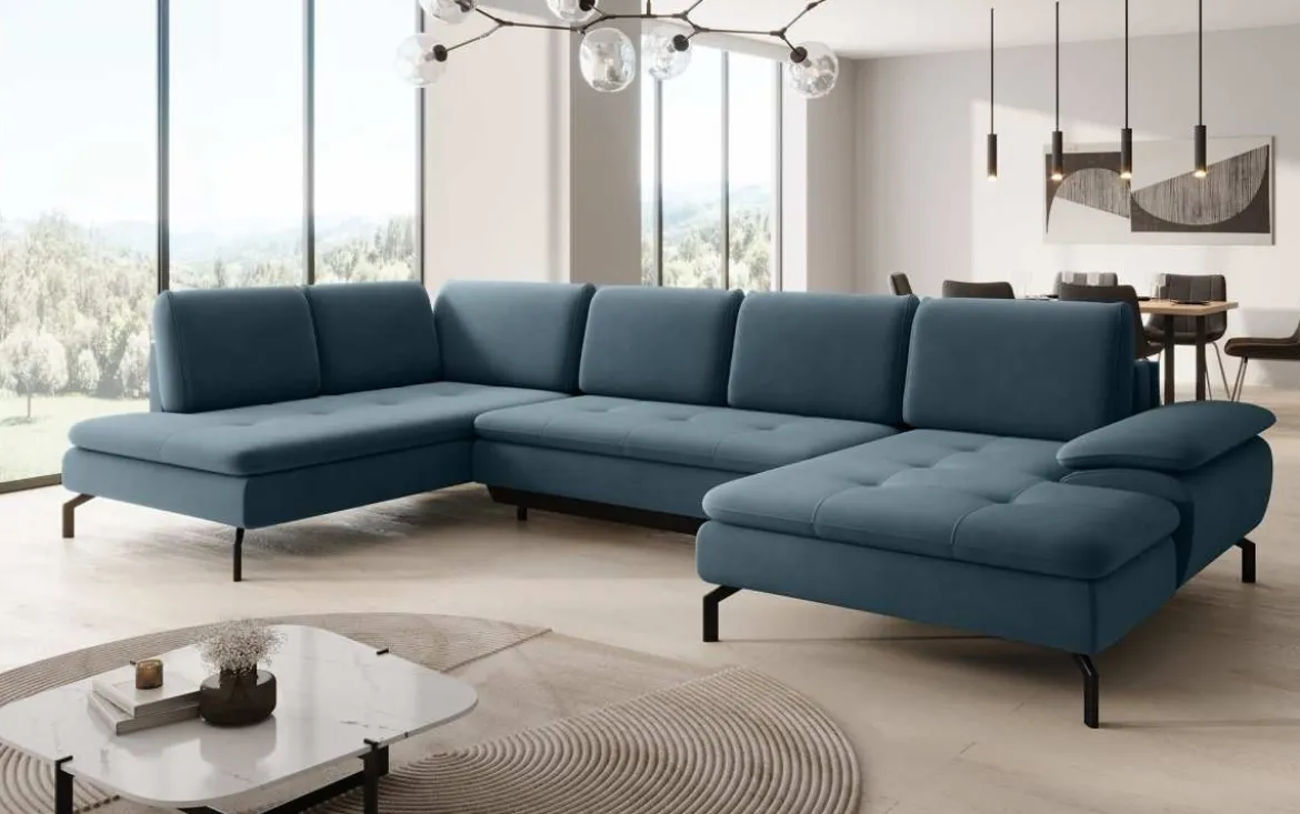Designer Sofa Verila U mit Schlaf- und Klappfunktion