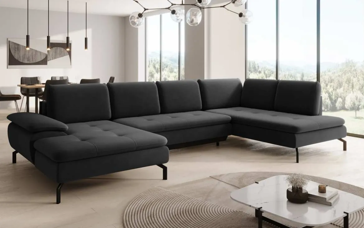 Designer Sofa Verila U mit Schlaf- und Klappfunktion