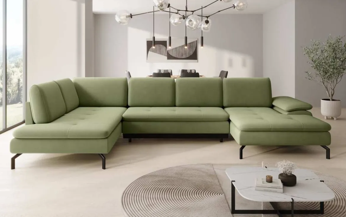 Designer Sofa Verila U mit Schlaf- und Klappfunktion