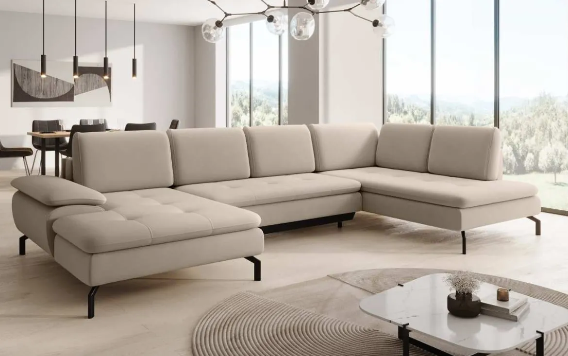 Designer Sofa Verila U mit Schlaf- und Klappfunktion