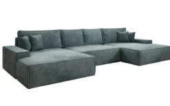 Designer Sofa Verona U mit breiter Ottomane mit Schlaffunktion und Stauraum in Cord