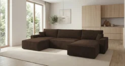 Designer Sofa Vienna U mit Schlaffunktion und Stauraum in Cord