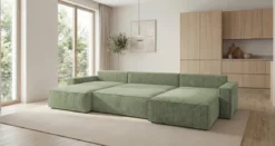 Designer Sofa Vienna U mit Schlaffunktion und Stauraum in Cord