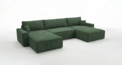 Designer Sofa Vienna U mit Schlaffunktion und Stauraum in Cord