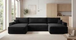 Designer Sofa Vienna U mit Schlaffunktion und Stauraum in Cord