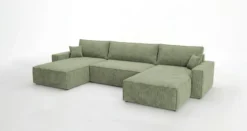 Designer Sofa Vienna U mit Schlaffunktion und Stauraum in Cord