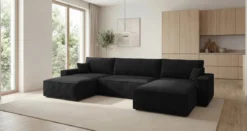 Designer Sofa Vienna U mit Schlaffunktion und Stauraum in Cord