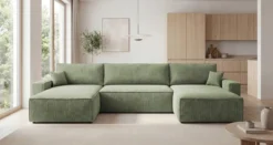 Designer Sofa Vienna U mit Schlaffunktion und Stauraum in Cord