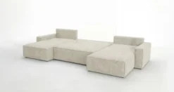 Designer Sofa Vienna U mit Schlaffunktion und Stauraum in Cord