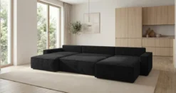 Designer Sofa Vienna U mit Schlaffunktion und Stauraum in Cord