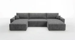 Designer Sofa Vienna U mit Schlaffunktion und Stauraum in Cord