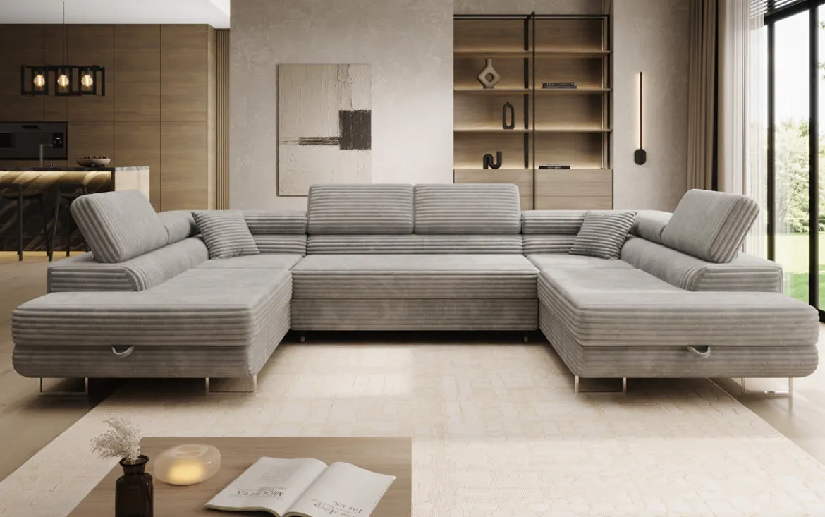 Designer Sofa Vigo mit Schlaf - und Klappfunktion in Cord