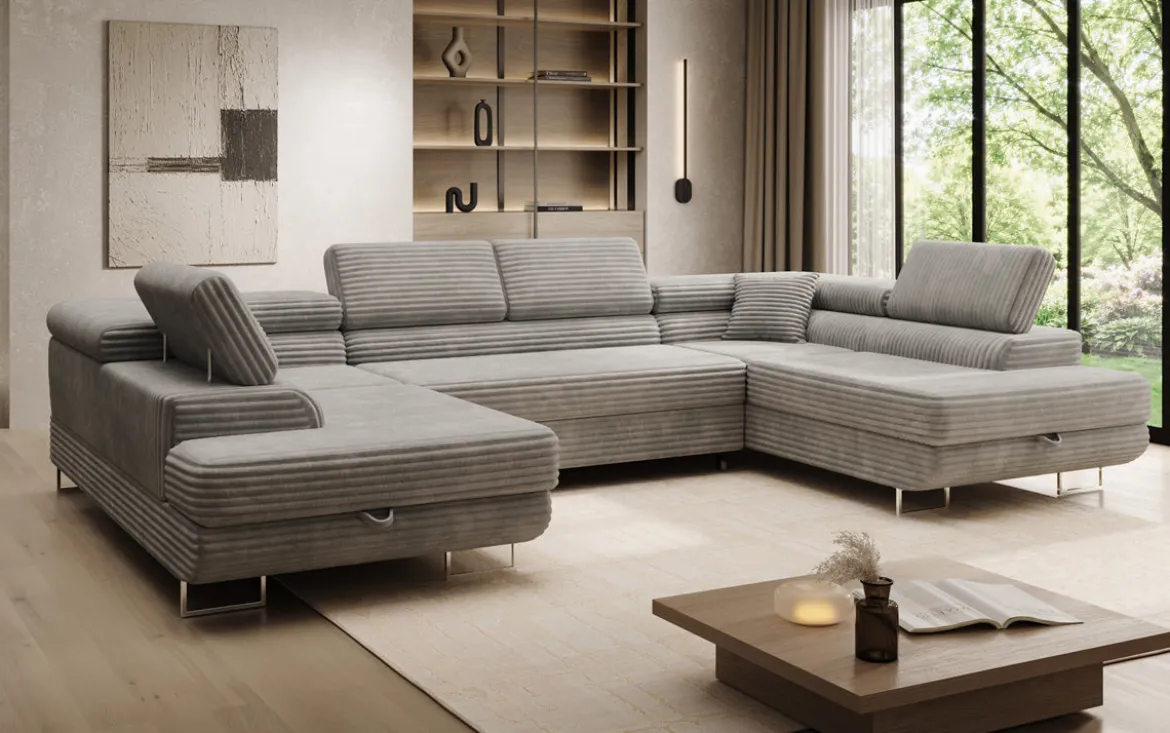 Designer Sofa Vigo mit Schlaf - und Klappfunktion in Cord