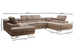 Designer Sofa Vigo mit Schlaf - und Klappfunktion in Cord