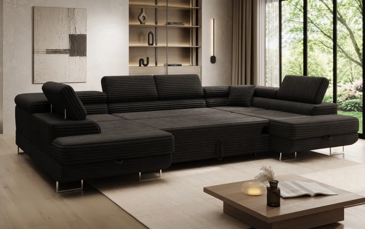 Designer Sofa Vigo mit Schlaf - und Klappfunktion in Cord