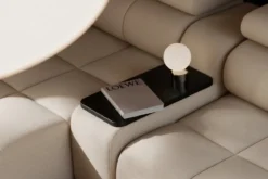 Designer Sofa Wohnlandschaft Mia mit elektrischer Sitzerweiterung in Chenille