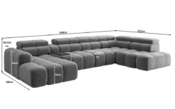 Designer Sofa Wohnlandschaft Mia mit elektrischer Sitzerweiterung in Chenille