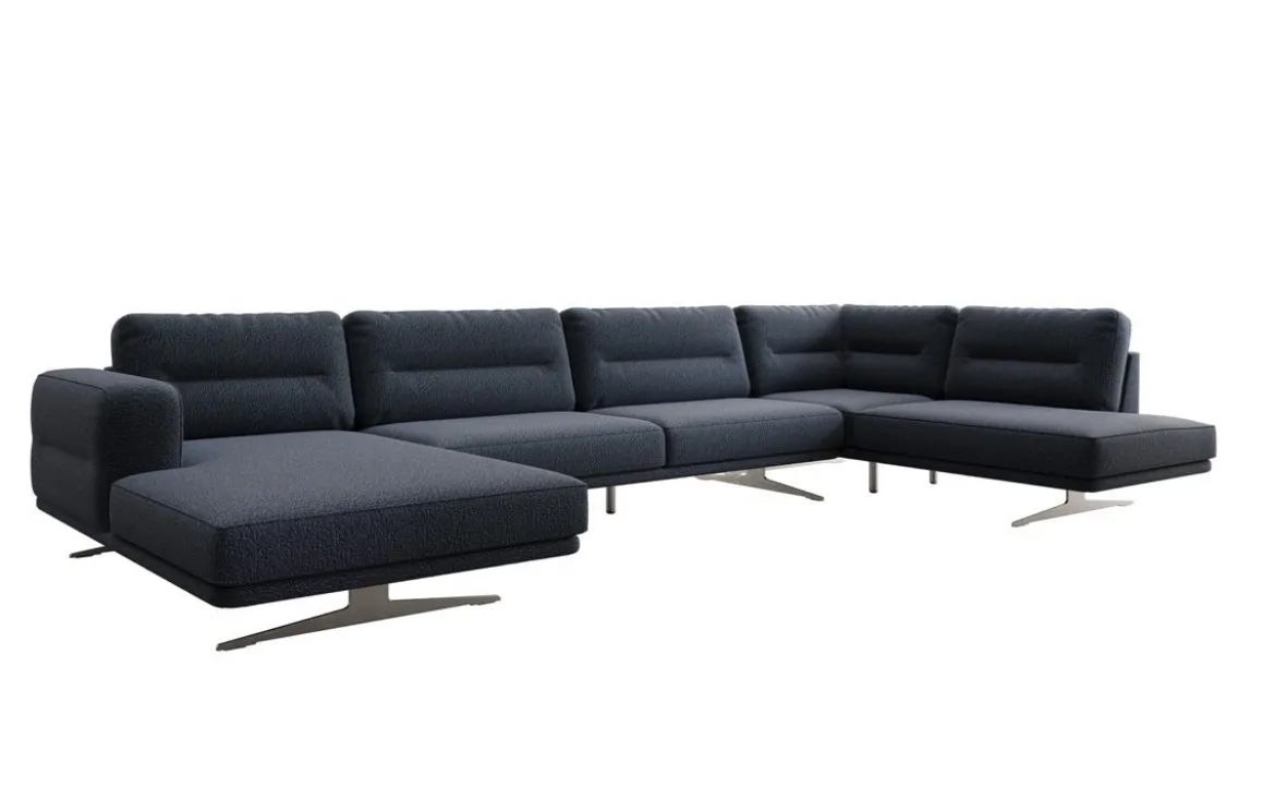 Designer Sofa Wohnlandschaft Torino U in Bouclé