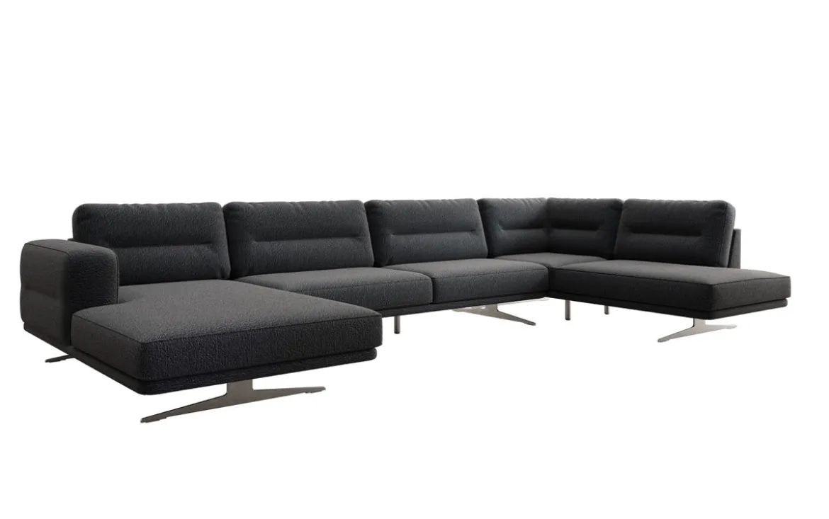 Designer Sofa Wohnlandschaft Torino U in Bouclé