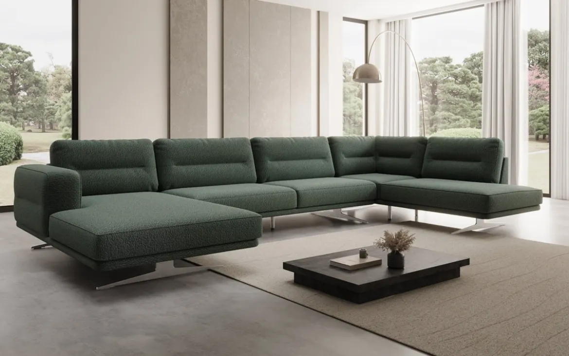 Designer Sofa Wohnlandschaft Torino U in Bouclé