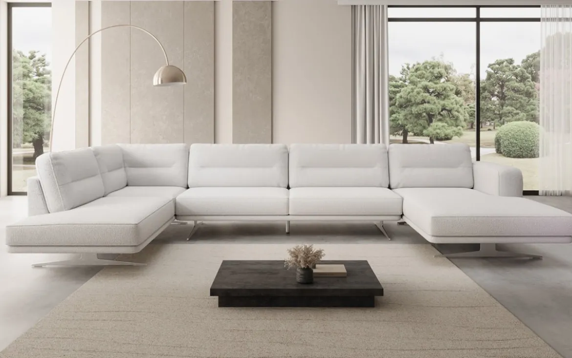Designer Sofa Wohnlandschaft Torino U in Bouclé