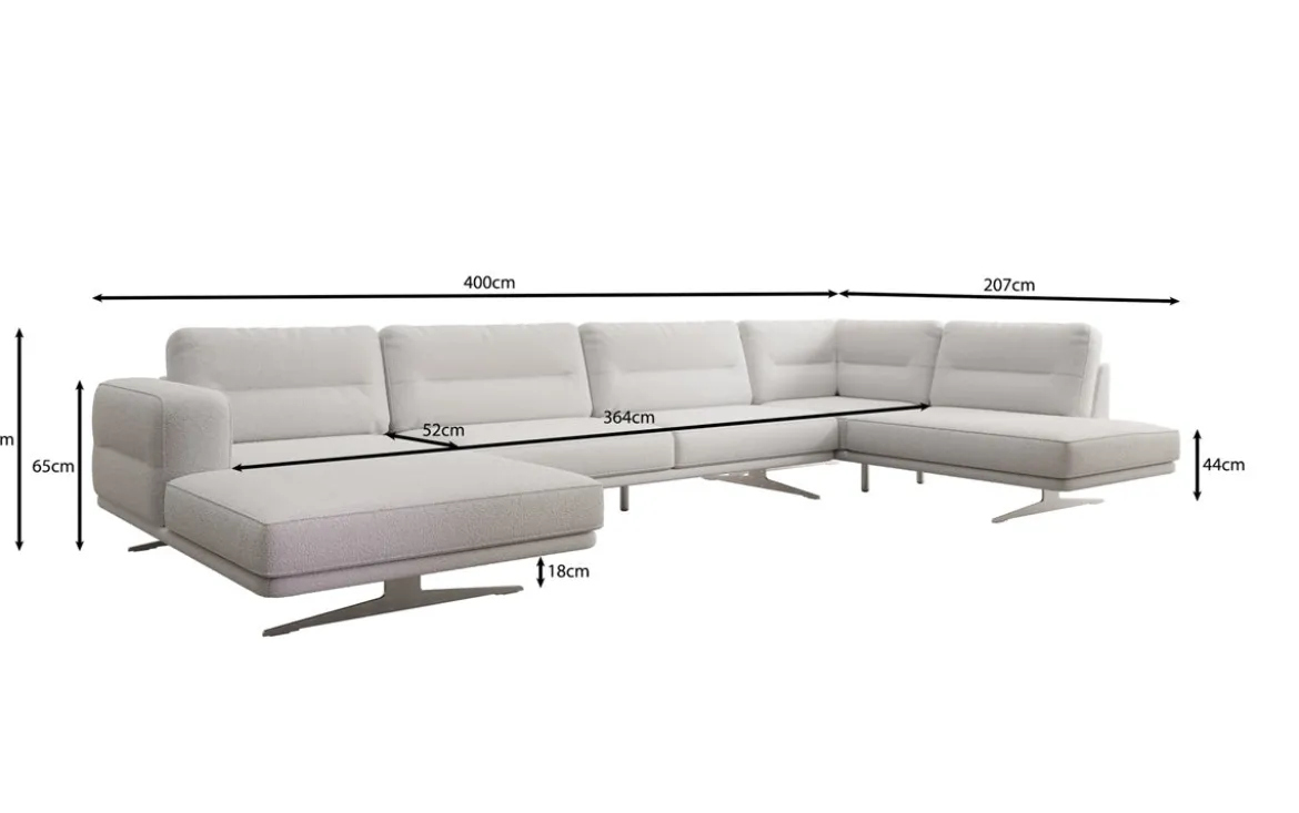 Designer Sofa Wohnlandschaft Torino U in Bouclé
