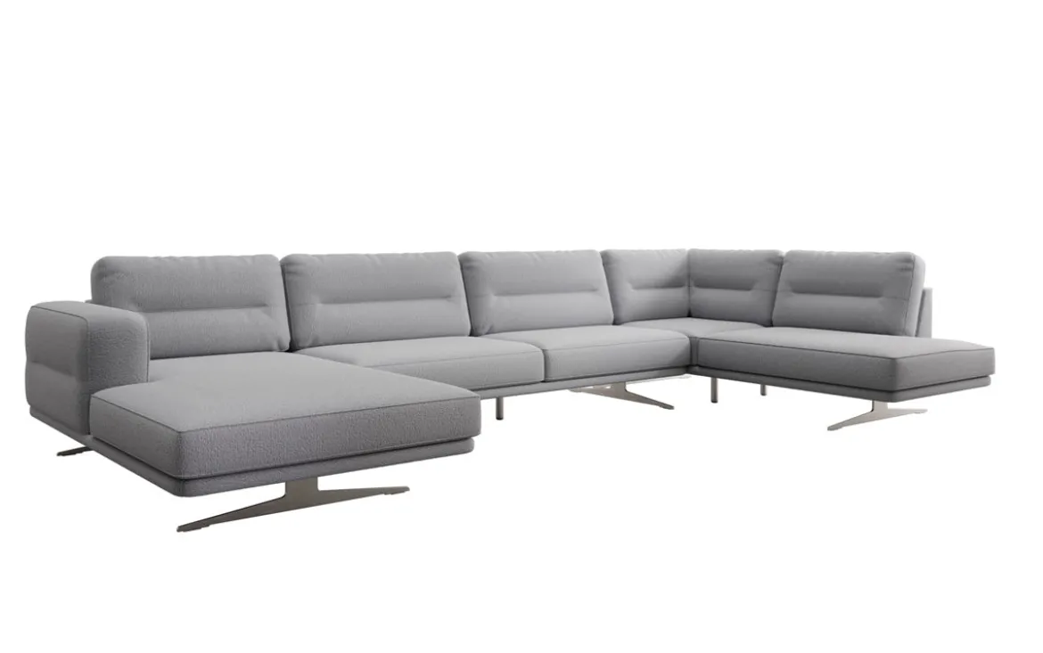 Designer Sofa Wohnlandschaft Torino U in Bouclé