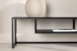 Designer TV-Lowboard Arvigo – Beige/Schwarz, Matt, aus Stahl