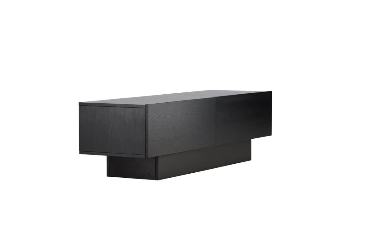 Designer TV-Lowboard Avento – Schwarz, Matt, mit Mittelfuß