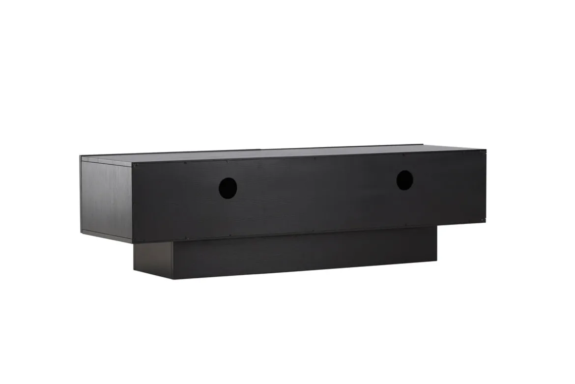 Designer TV-Lowboard Avento – Schwarz, Matt, mit Mittelfuß