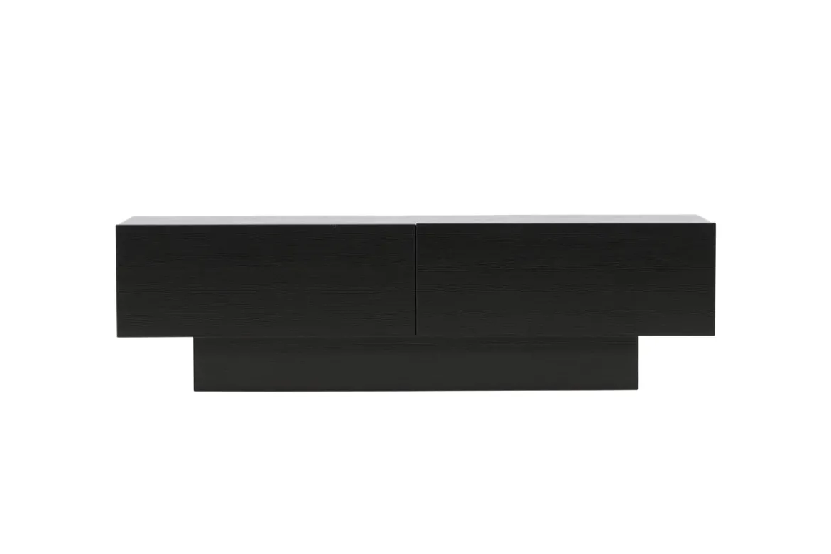 Designer TV-Lowboard Avento – Schwarz, Matt, mit Mittelfuß