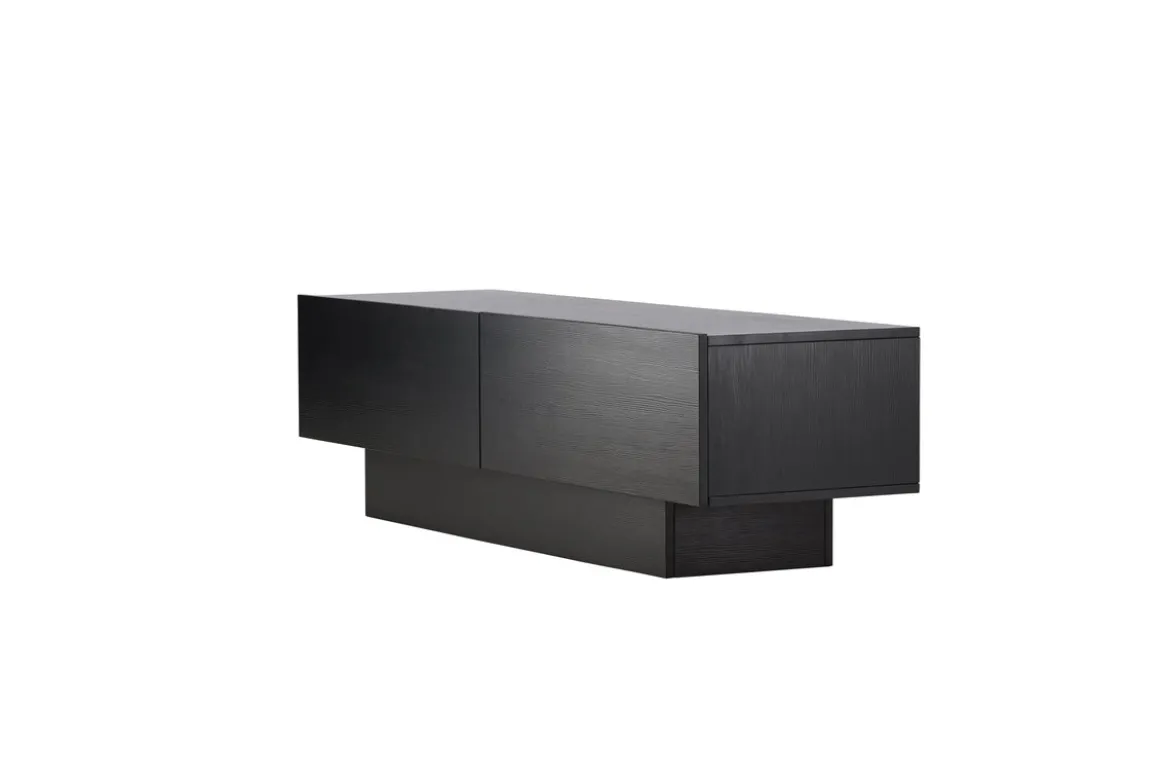 Designer TV-Lowboard Avento – Schwarz, Matt, mit Mittelfuß