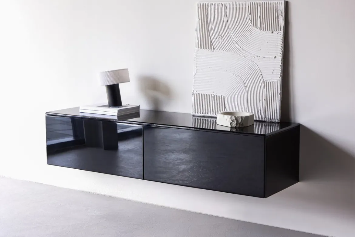Designer TV-Lowboard Noirra – Schwebendes Design in Schwarz