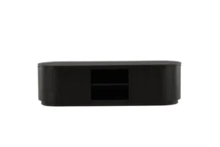 Designer TV-Lowboard Sundby – Schwarz in Eichenoptik mit Lamellenfront