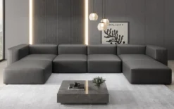 Designer U Sofa Snug in Echtleder