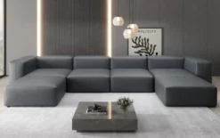 Designer U Sofa Snug in Echtleder