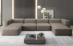 Designer U Sofa Snug in Echtleder