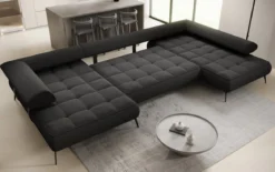 Designer U Sofa Sydney Bouclé mit elektrischer Schlaffunktion