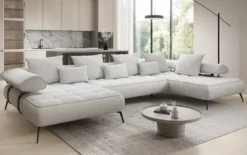 Designer U Sofa Sydney Bouclé mit elektrischer Schlaffunktion