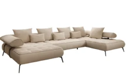 Designer U Sofa Sydney Bouclé mit elektrischer Schlaffunktion