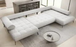 Designer U Sofa Sydney Bouclé mit elektrischer Schlaffunktion