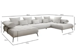 Designer U Sofa Sydney Bouclé mit elektrischer Schlaffunktion