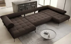 Designer U Sofa Sydney Bouclé mit elektrischer Schlaffunktion